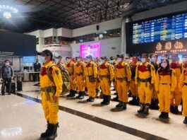 臺灣國際搜救隊搭乘專機前進土耳其地震災區執行援救任務